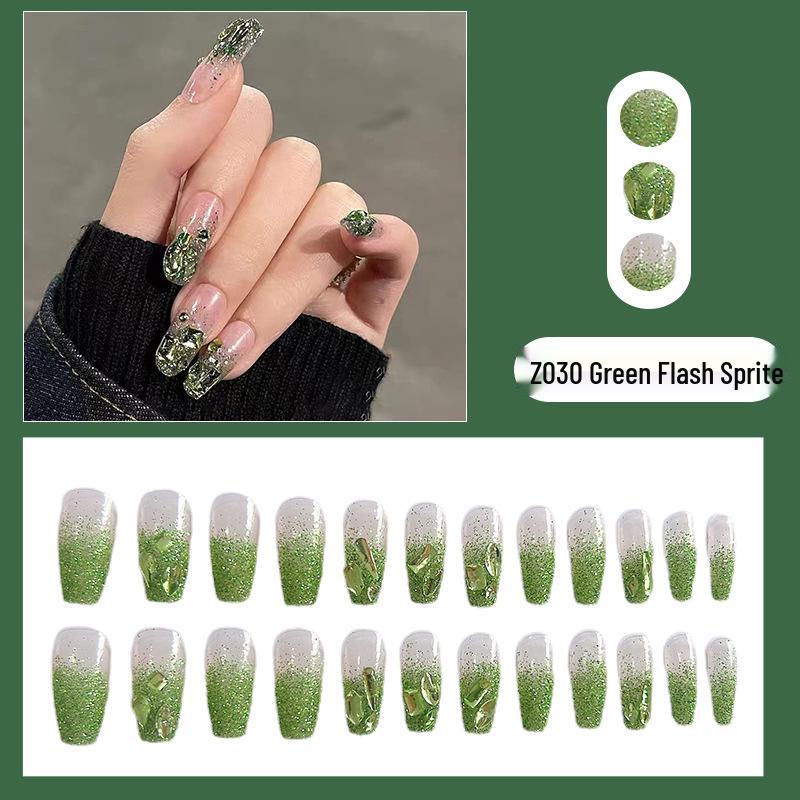 Роскошный прозрачный маникюр с блестками цвета ледяной зелени: Многоразовые накладные ногти
Роскошный прозрачный маникюр с блестками цвета ледяной зелени: Многоразовые накладные ногти