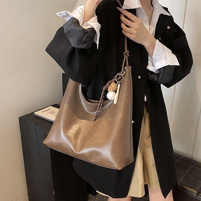 Tooxika Большая вместительная женская сумка, новая простая сумка-мессенджер из мягкой кожи на плечо и подмышку в стиле ретро кофейный