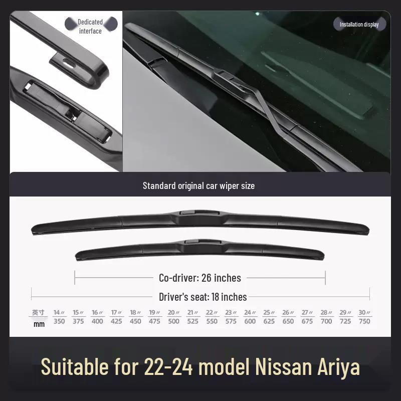 Nissan Ariya 2022-2024 Безкаркасная тихая щетка стеклоочистителя 22/24 Main and Secondary Wipers Set
Nissan Ariya 2022-2024 Безкаркасная тихая щетка стеклоочистителя 22/24 Main and Secondary Wipers Set