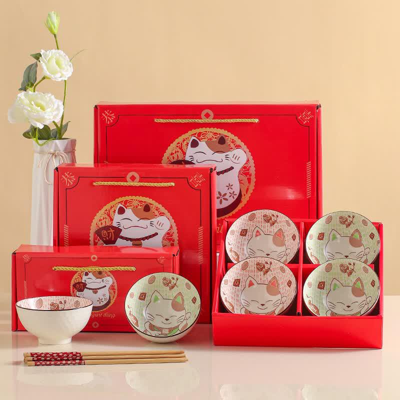 Lucky Cat Ceramic Bowl & Chopstick Gift Set
Lucky Cat Ceramic Bowl & Chopstick Gift Set