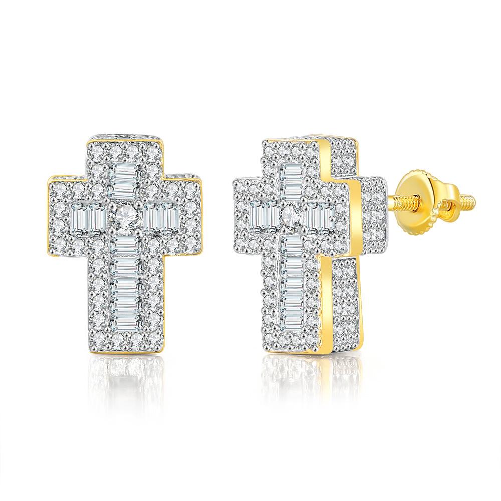 Zircon Cross Stud Earrings For Men Women Punk Crystal Gold Color Piercing Earring Hip Hop Rock Zircon Wholesale OHE129
Zircon Cross Stud Earrings For Men Women Punk Crystal Gold Color Piercing Earring Hip Hop Rock Zircon Wholesale OHE129