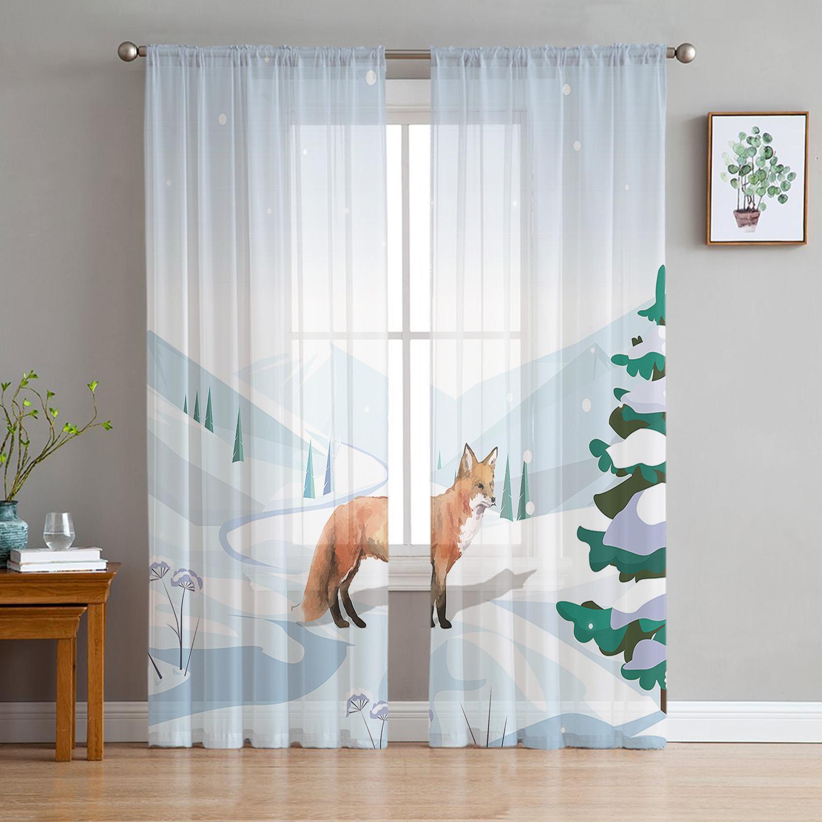 Snow Fox Sheer Curtains for Living Room Voile Tulle Curtain for Bedroom Kitchen Home Decor Panel
Snow Fox Sheer Curtains for Living Room Voile Tulle Curtain for Bedroom Kitchen Home Decor Panel