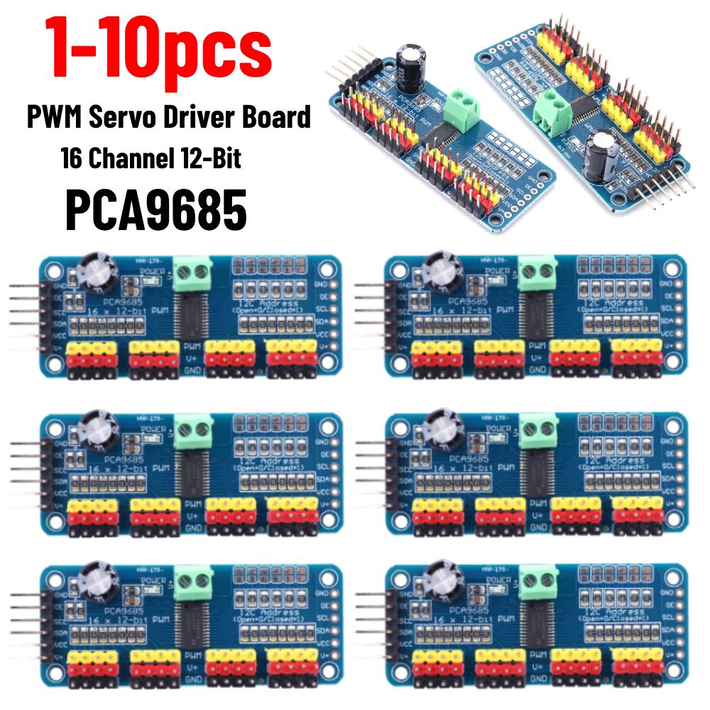 PCA9685 16-канальний 12-бітний ШІМ-драйвер плати інтерфейсу I2C PCA9685 Shield Module Servo Shield для Arduino Robot/Raspberry Pi
PCA9685 16-канальний 12-бітний ШІМ-драйвер плати інтерфейсу I2C PCA9685 Shield Module Servo Shield для Arduino Robot/Raspberry Pi