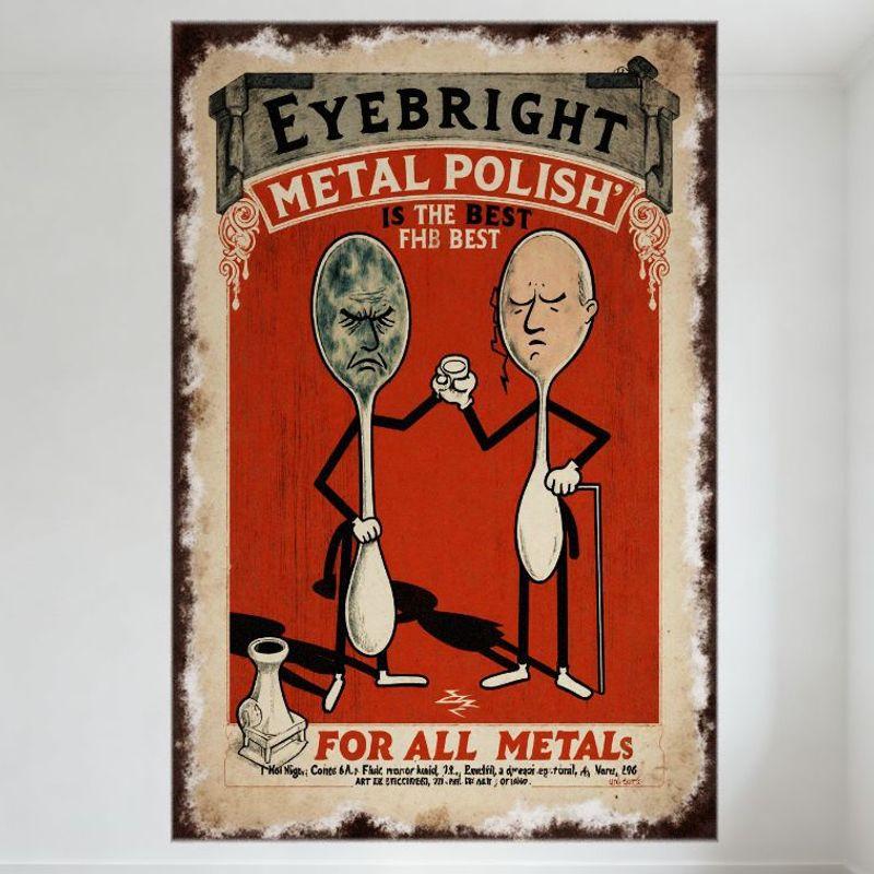 Vintage Eyebright Metal Polish Advertisement Tin Sign, Anthropomorphic Spoons Retro Aged Metal Sign for Man Cave Home Bar Decor, 20x30cm(7.8x11.8inch)
Vintage Eyebright Metal Polish Advertisement Tin Sign, Anthropomorphic Spoons Retro Aged Metal Sign for Man Cave Home Bar Decor, 20x30cm(7.8x11.8inch)