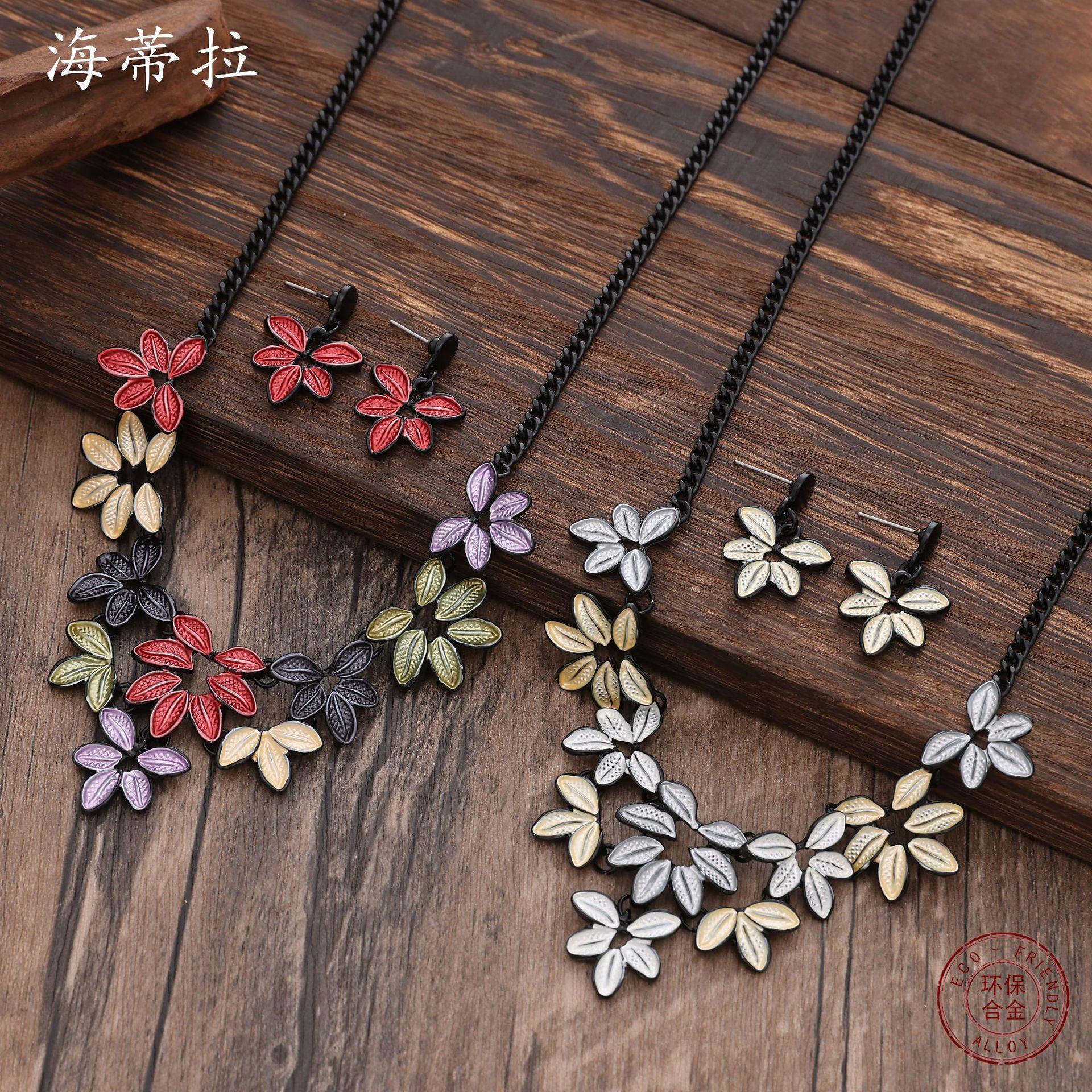 Colored Leaf Earrings Necklace Set Leaf Coarse Necklace Earrings Necklace Women s Jewelry Set
Colored Leaf Earrings Necklace Set Leaf Coarse Necklace Earrings Necklace Women s Jewelry Set