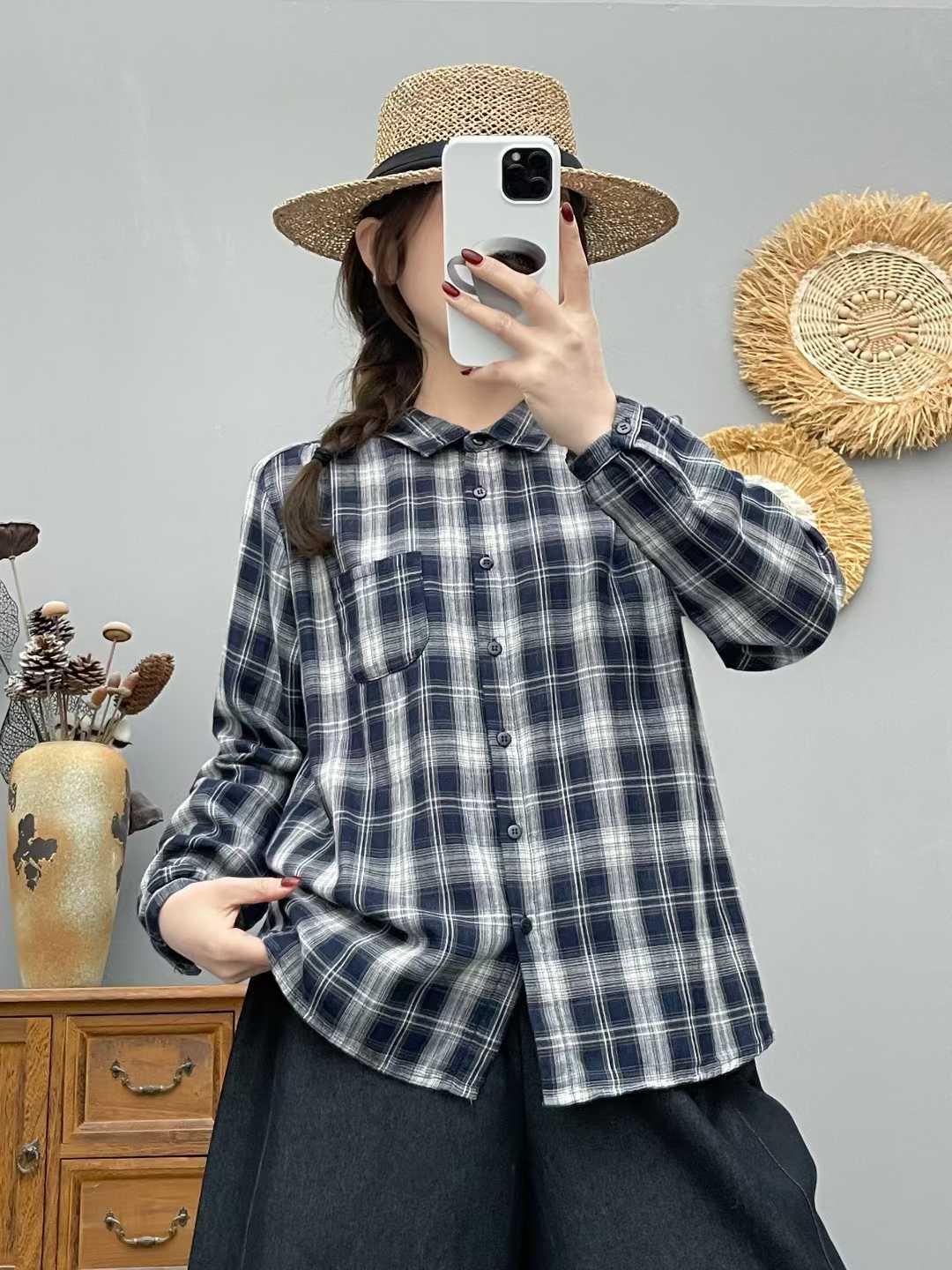 Women s Autumn Plaid Double-Layer Long-Sleeve Cotton Shirt - Japanese Style, Soft, Skin-Friendly, Breathable M - Suitable for 90-125 lbs
Women s Autumn Plaid Double-Layer Long-Sleeve Cotton Shirt - Japanese Style, Soft, Skin-Friendly, Breathable M - Suitable for 90-125 lbs