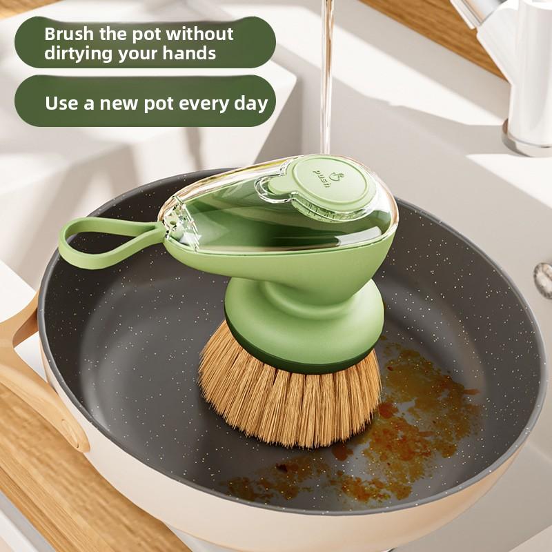 Automatic Liquid Adding Kitchen Pot Brush, Press Type, Natural Sisal for Easy Cleaning
Automatic Liquid Adding Kitchen Pot Brush, Press Type, Natural Sisal for Easy Cleaning