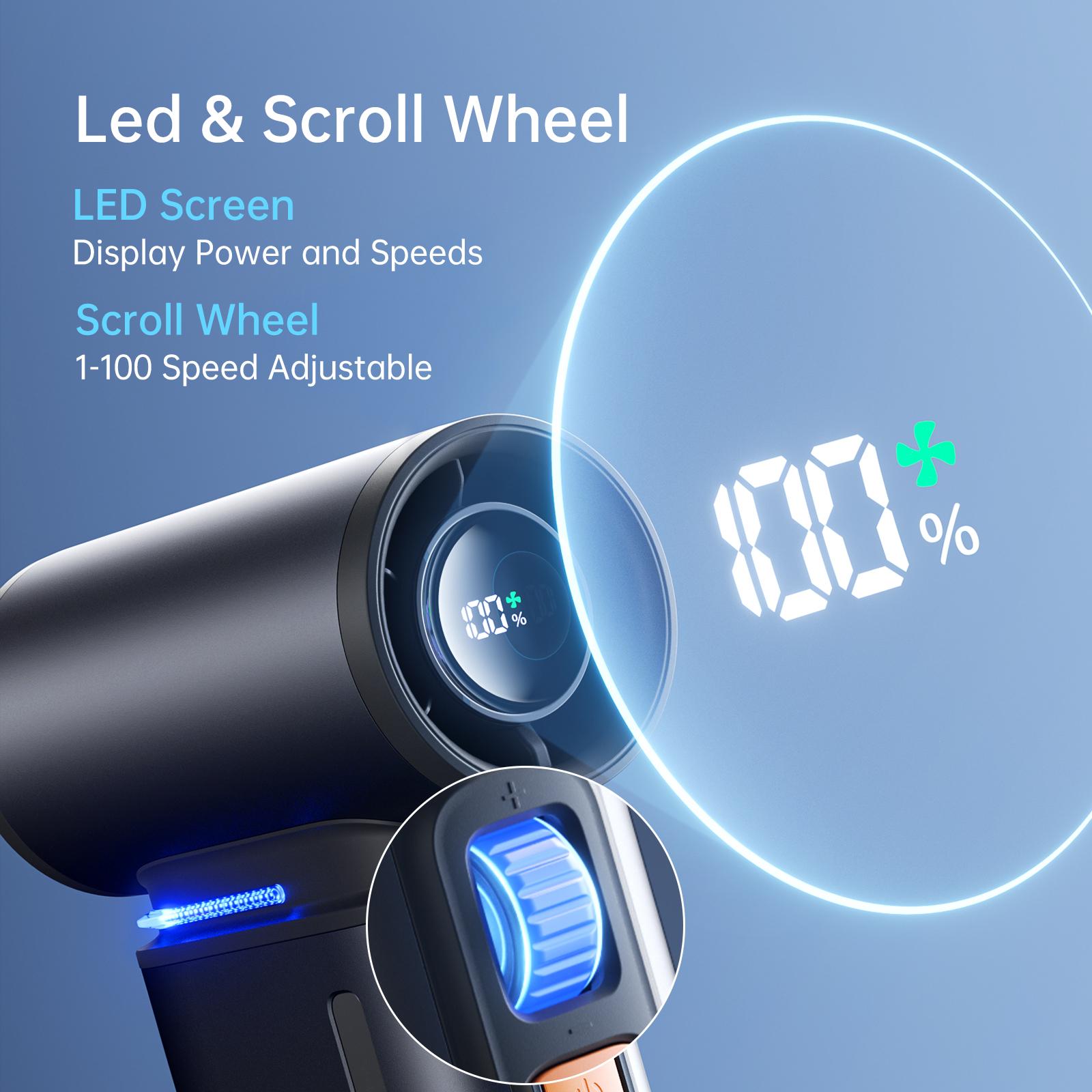 JISULIFE Portable Turbo Handheld Fan, 100 Winds Speeds Adjustable, 9000 mAh Rechargeable Battery, LED Display, Outdoor Camping
JISULIFE Portable Turbo Handheld Fan, 100 Winds Speeds Adjustable, 9000 mAh Rechargeable Battery, LED Display, Outdoor Camping