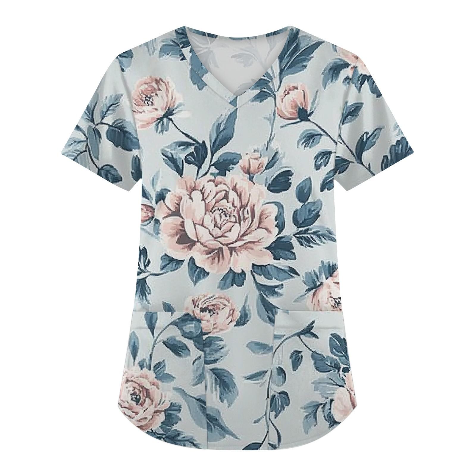 Женская мода с коротким рукавом и V-образным вырезом с карманами и цветочным принтом Топы Одежда L синий
Женская мода с коротким рукавом и V-образным вырезом с карманами и цветочным принтом Топы Одежда L синий