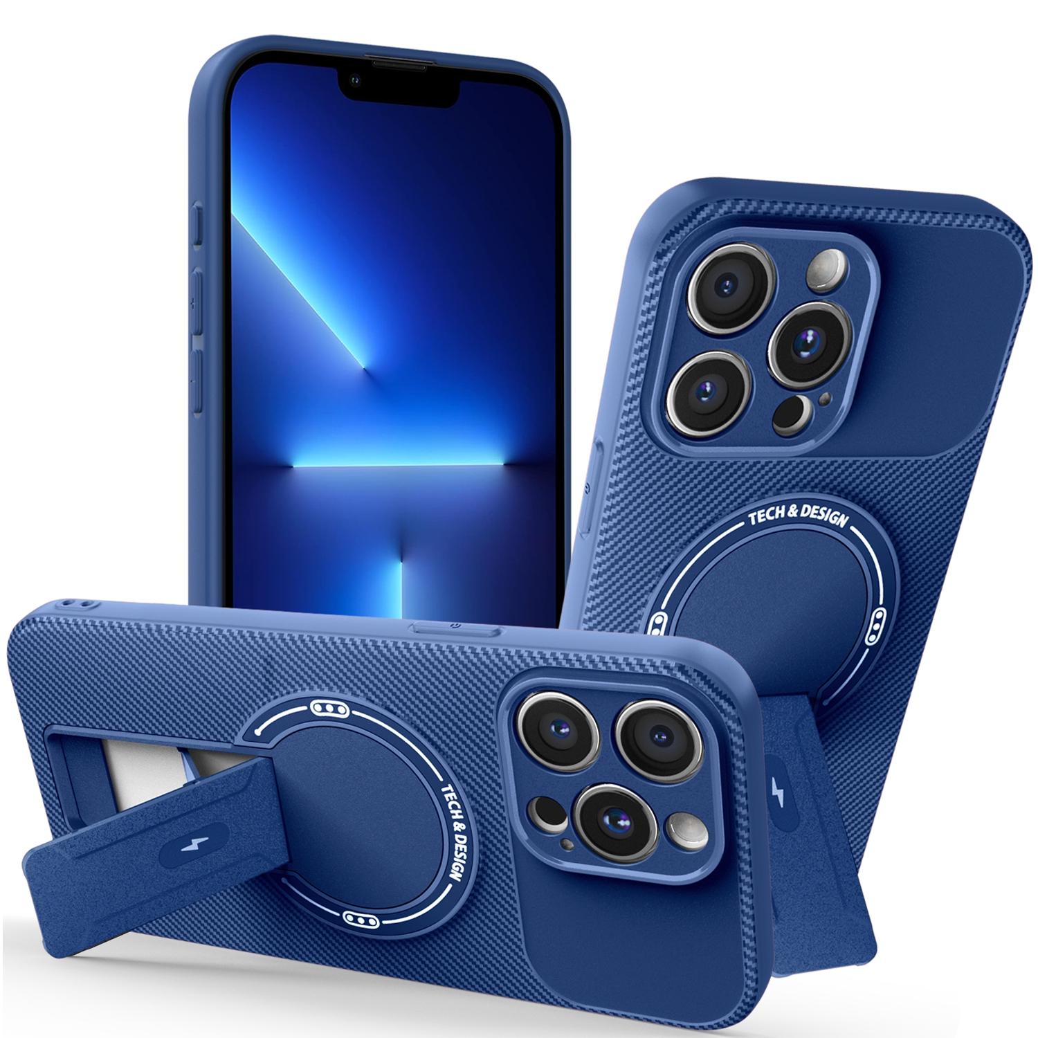 For iPhone 13 Pro Max Case with Kickstand Carbon Fiber Texture PC+TPU Phone Cover Blue
For iPhone 13 Pro Max Case with Kickstand Carbon Fiber Texture PC+TPU Phone Cover Blue