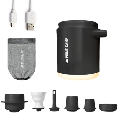 Prime Camp Electric Air Pump, Ultra-Lightweight, Powerful 170L/min Capacity with 6 Nozzles and Light, 1360mAh High-Capacity Battery, USB Rechargeable,
Prime Camp Electric Air Pump, Ultra-Lightweight, Powerful 170L/min Capacity with 6 Nozzles and Light, 1360mAh High-Capacity Battery, USB Rechargeable,