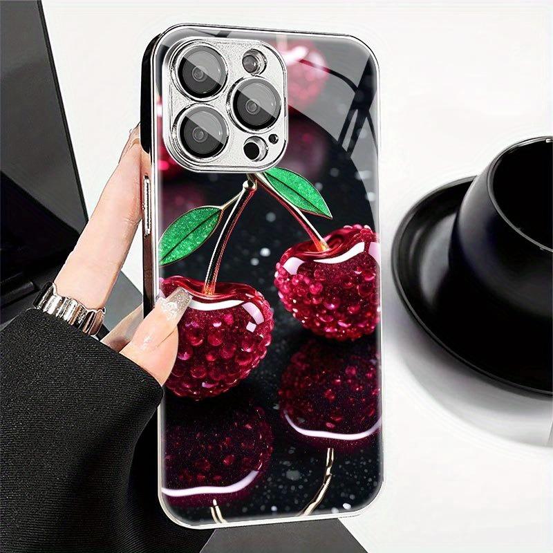 Cherry Pattern Tempered Glass Electroplated Silver Phone Case For iPhone 11 12 13 14 15 16 17 Pro Max Plus 16E 17 Air Cover iPhone17 Pro
Cherry Pattern Tempered Glass Electroplated Silver Phone Case For iPhone 11 12 13 14 15 16 17 Pro Max Plus 16E 17 Air Cover iPhone17 Pro