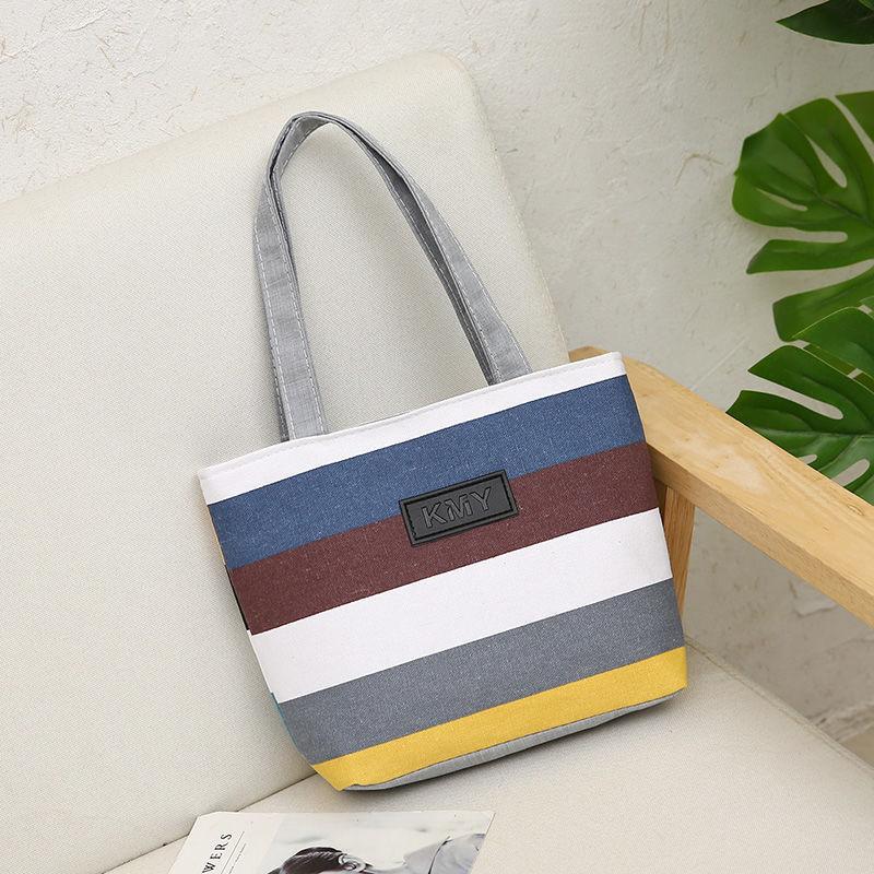 Новая полосатая холщовая сумка, легкая сумка для офиса, повседневная, через плечо, портативная, вместительная женская сумка