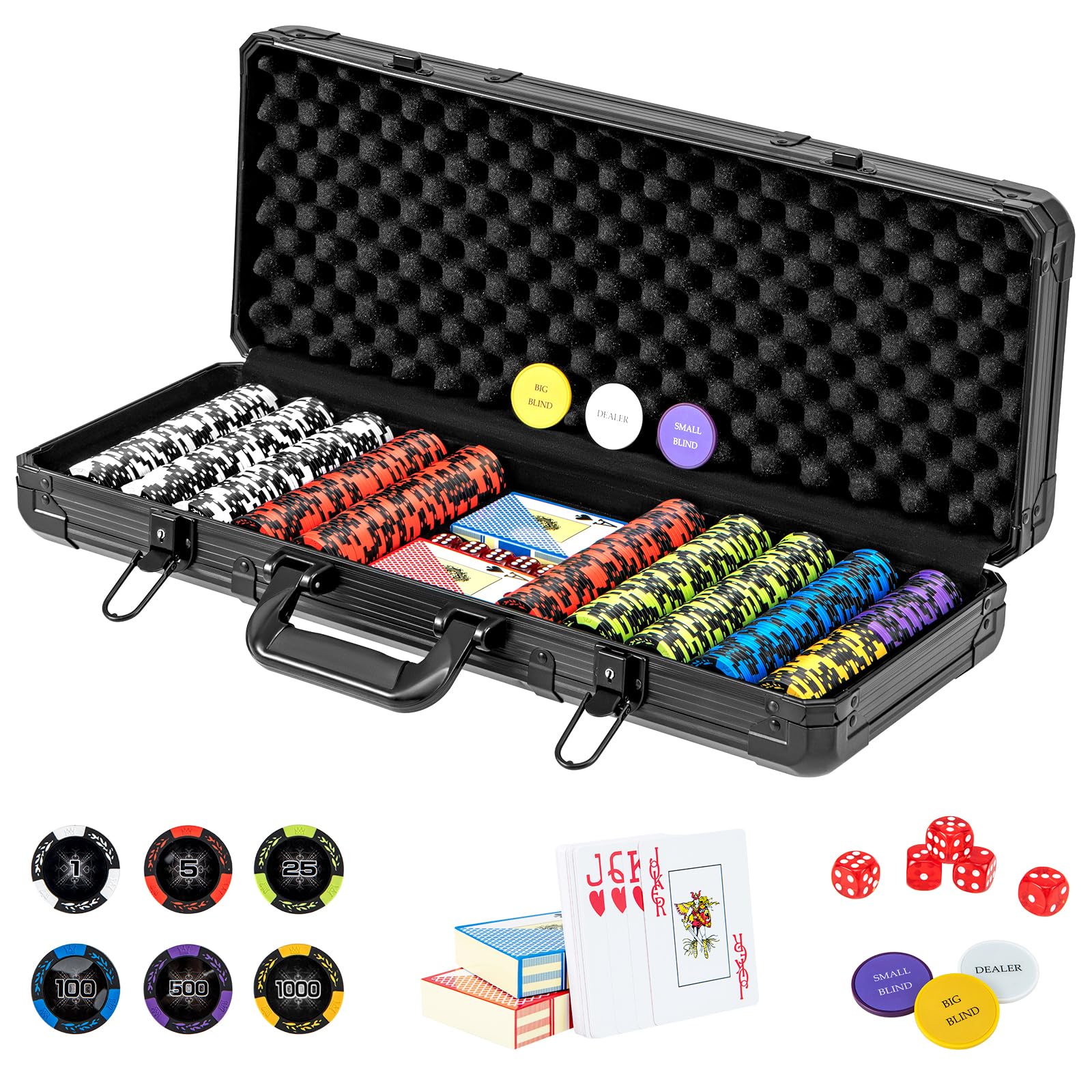 GIANTEX Poker Set 300 Pieces Set Chip Set Casino Set Pieces Number Pieces/500 Pieces/600 (14г500 БК)
GIANTEX Poker Set 300 Pieces Set Chip Set Casino Set Pieces Number Pieces/500 Pieces/600 (14г500 БК)