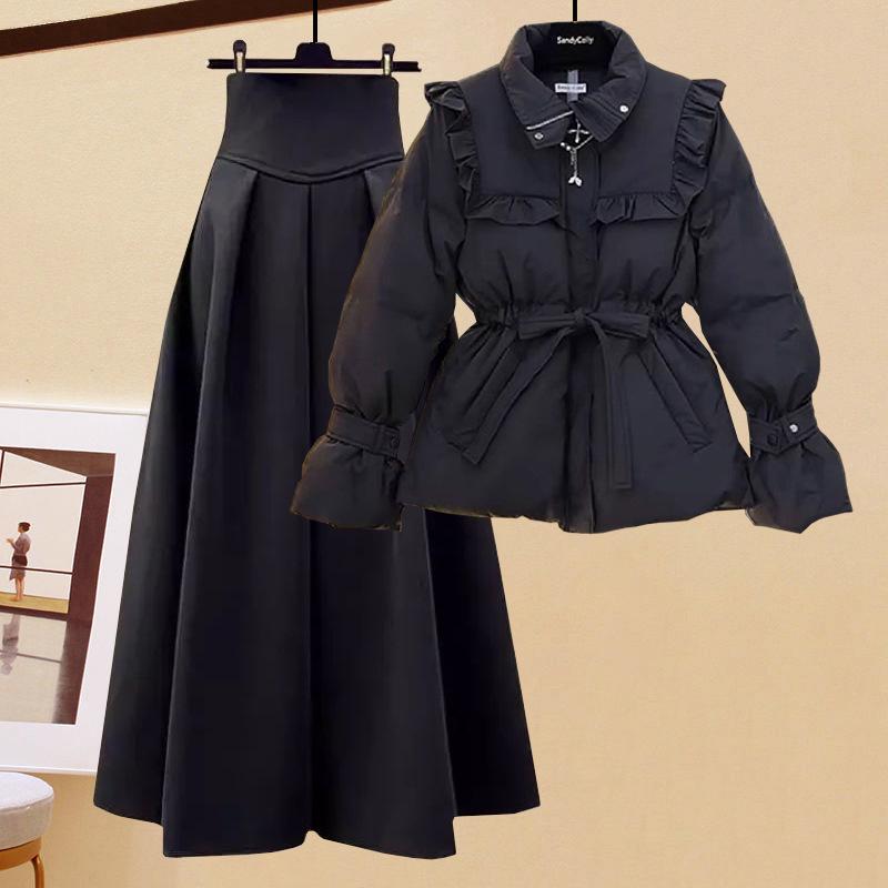 European Style Women s Black Lace-Up Winter Outfit: Cotton-Padded Waist-Cinching Jacket & High-Waisted Midi Skirt Set M (80-100 Jin)
European Style Women s Black Lace-Up Winter Outfit: Cotton-Padded Waist-Cinching Jacket & High-Waisted Midi Skirt Set M (80-100 Jin)