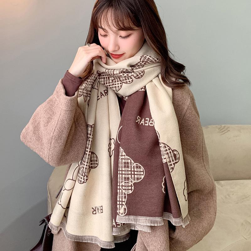 Christmas Gift: Cute Cartoon Bear Cashmere-Feel Scarf for Women - Winter Warm, Long & Fluffy, Dual-Use for Students
Christmas Gift: Cute Cartoon Bear Cashmere-Feel Scarf for Women - Winter Warm, Long & Fluffy, Dual-Use for Students