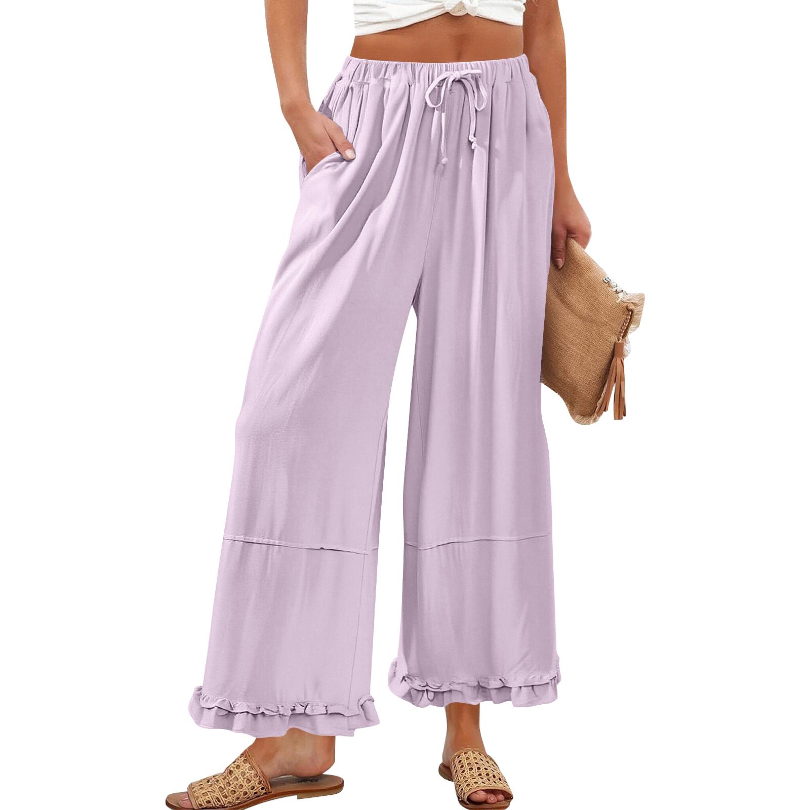 Women’s Wide Leg Lounge Pants with Drawstring Waist and Ruffle Hem Casual Loose Fit Lightweight Trousers with Pockets L
Women’s Wide Leg Lounge Pants with Drawstring Waist and Ruffle Hem Casual Loose Fit Lightweight Trousers with Pockets L