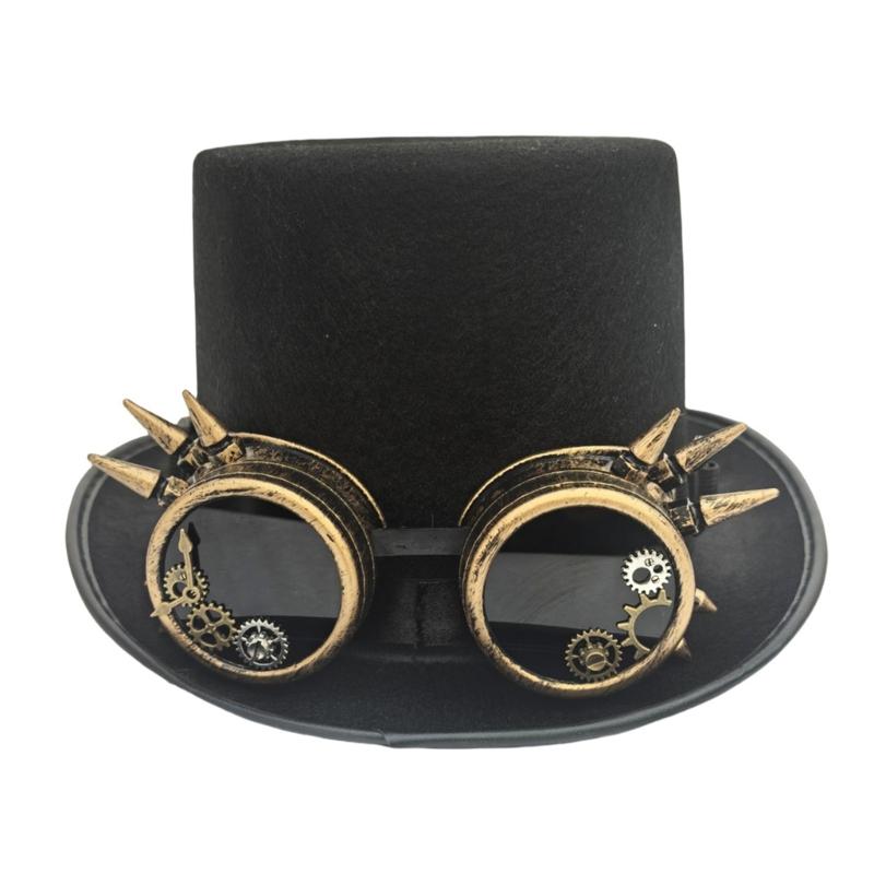 Rivet Studded Goggles Top Hat for Women Men Unsiex Costume Accesories Headpiece Tall Hat for Theme Party Gatherings 1
Rivet Studded Goggles Top Hat for Women Men Unsiex Costume Accesories Headpiece Tall Hat for Theme Party Gatherings 1