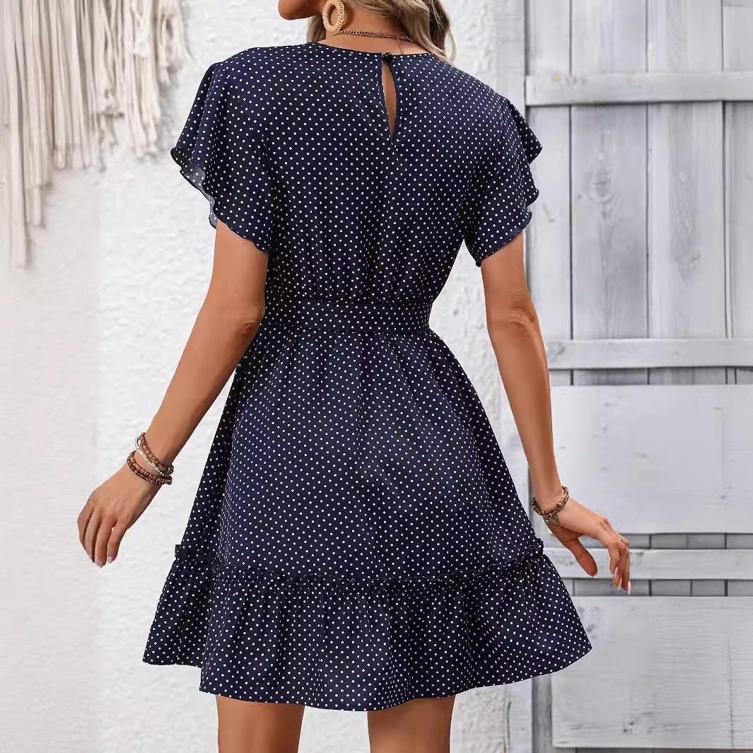 Ladies Summer Elegant Printed Lotus Leaf Sleeve A Pendulum Fold, Belt Dress S тёмно-синий
Ladies Summer Elegant Printed Lotus Leaf Sleeve A Pendulum Fold, Belt Dress S тёмно-синий