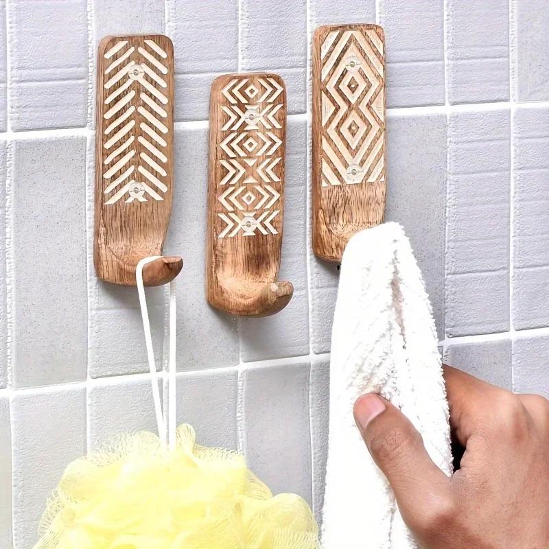 3pcs Boho Wooden Wall Hooks Set, Rust Resistant, Easy Install Adhesive, Perfect for Bathroom & Home Decor
3pcs Boho Wooden Wall Hooks Set, Rust Resistant, Easy Install Adhesive, Perfect for Bathroom & Home Decor