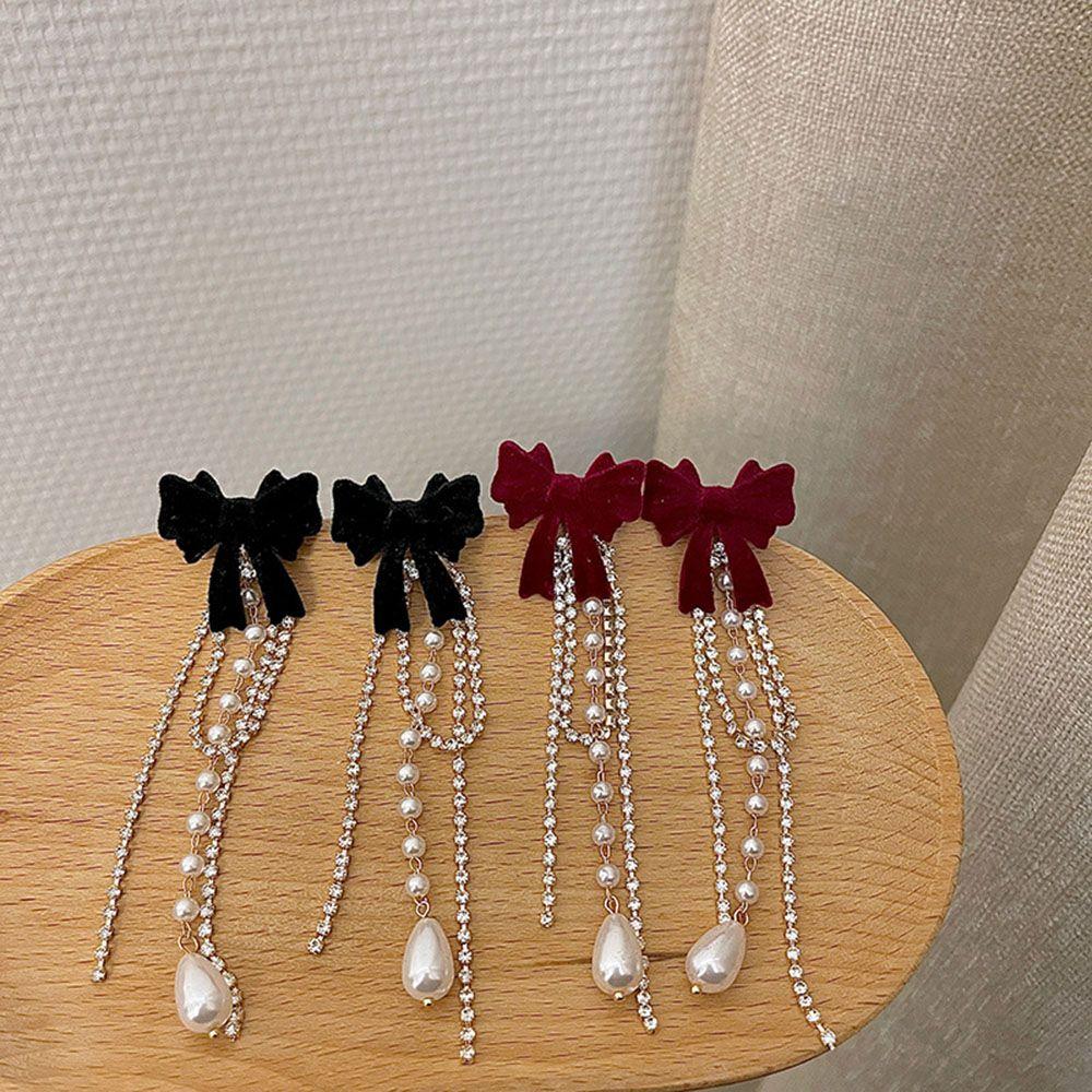 Wedding Accessories Retro Flocking Earrings Bowknot Drop Earrings Long Tassel Pearl Stud Earrings
Wedding Accessories Retro Flocking Earrings Bowknot Drop Earrings Long Tassel Pearl Stud Earrings