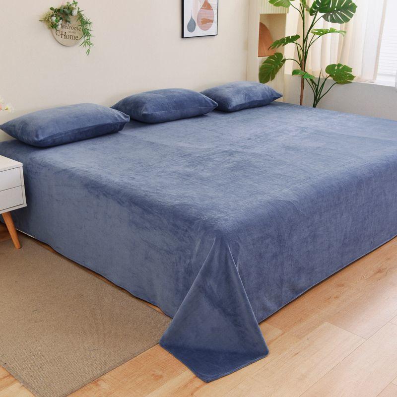 Зимняя теплая толстая плюшевая бархатная плоская простыня, сплошной цвет, большой размер, мягкая фланелевая простыня 350x245 см, не включая наволочку 180X245cm