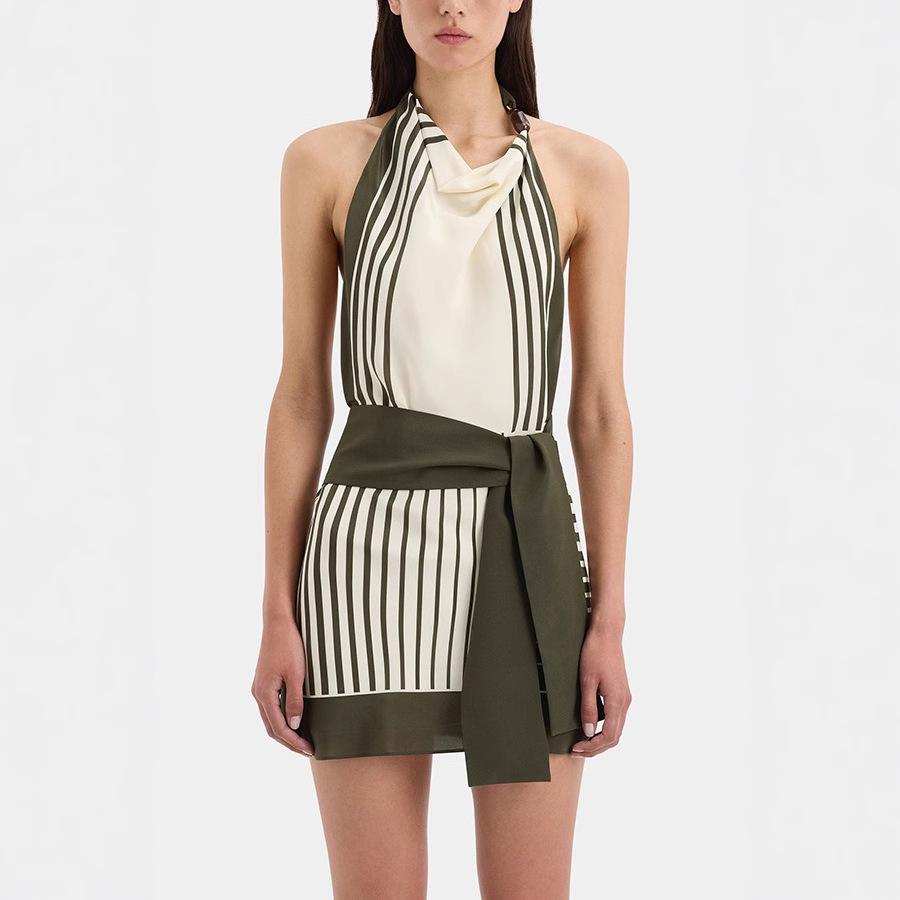 2025 Summer Sexy Sleeveless Striped Mini Dress Small армия зеленый
2025 Summer Sexy Sleeveless Striped Mini Dress Small армия зеленый