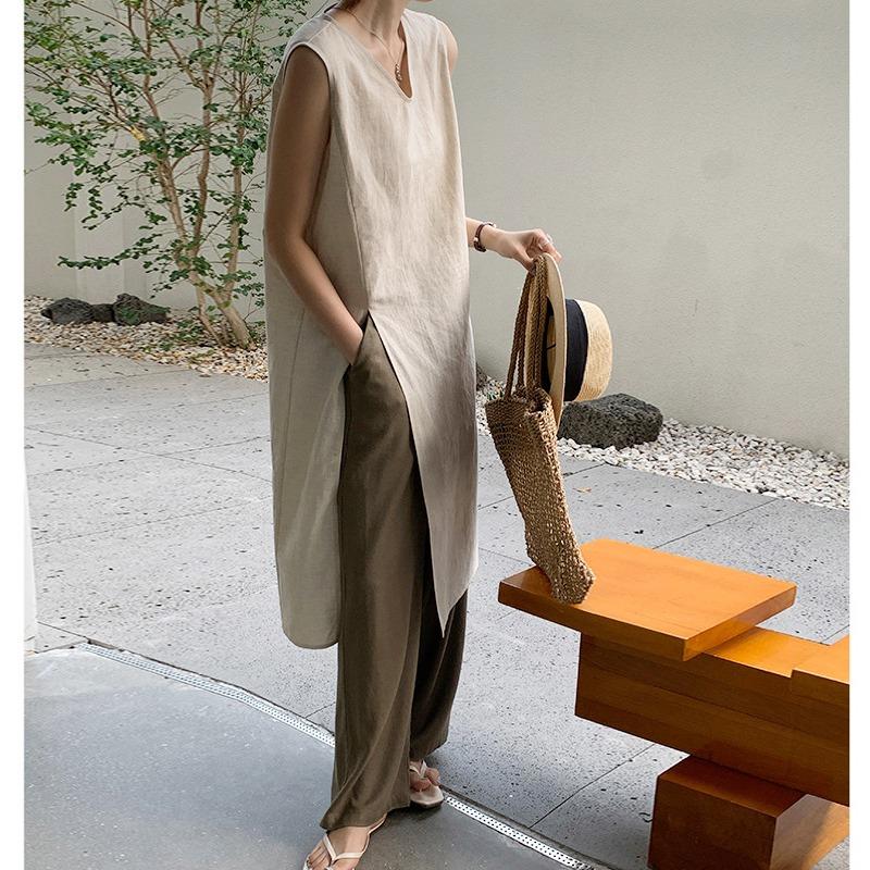 DIMANAF плюс размер женское 2024 новое льняное летнее длинное базовое платье-рубашка без рукавов с v-образным вырезом и v-образным вырезом One Size чёрный 
DIMANAF плюс размер женское 2024 новое льняное летнее длинное базовое платье-рубашка без рукавов с v-образным вырезом и v-образным вырезом One Size чёрный