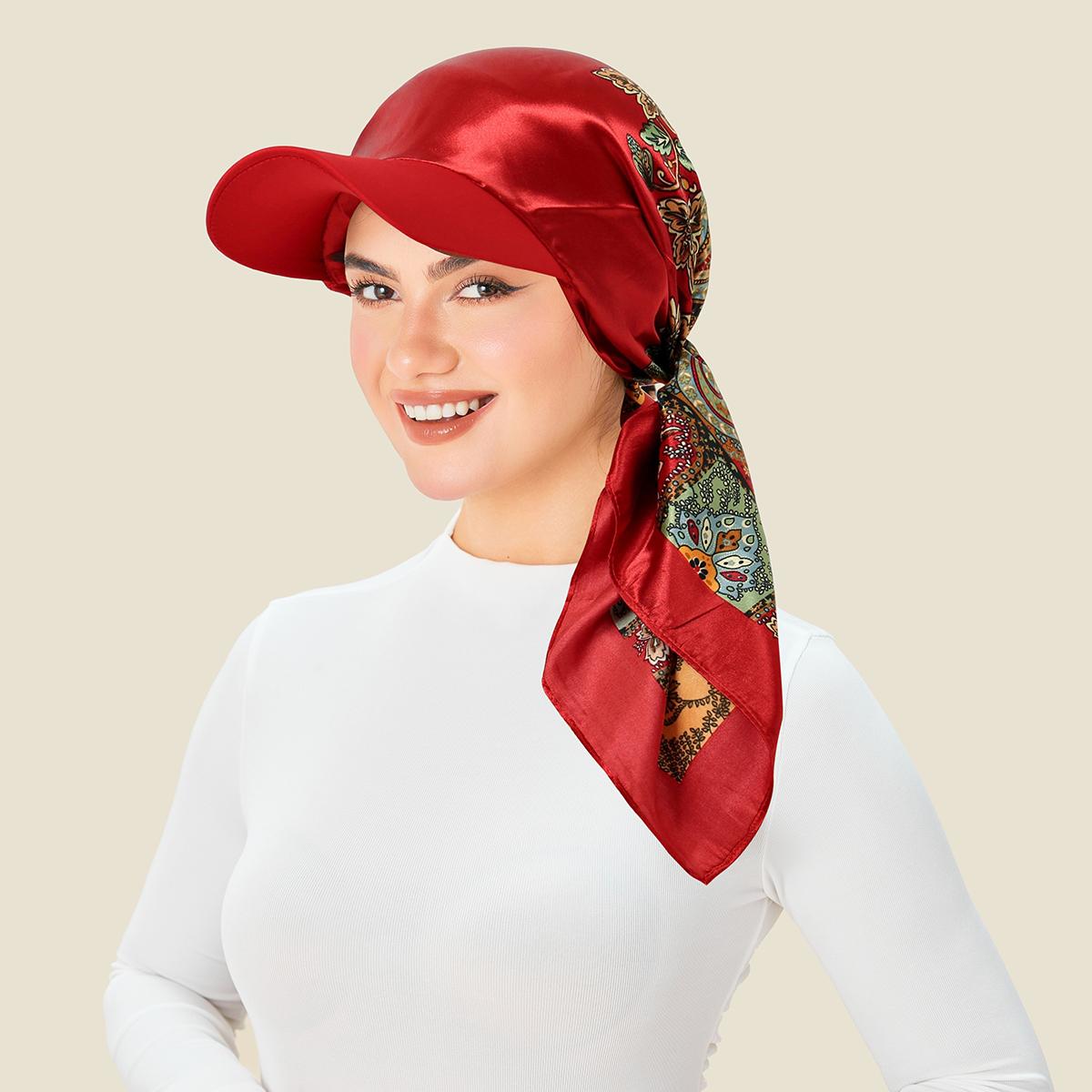Women Floral Print Silk Baseball Hat With Square Scarf , Multifunctional Baseball Cap For Daily Wear, Party & Gathering One Size
Women Floral Print Silk Baseball Hat With Square Scarf , Multifunctional Baseball Cap For Daily Wear, Party & Gathering One Size