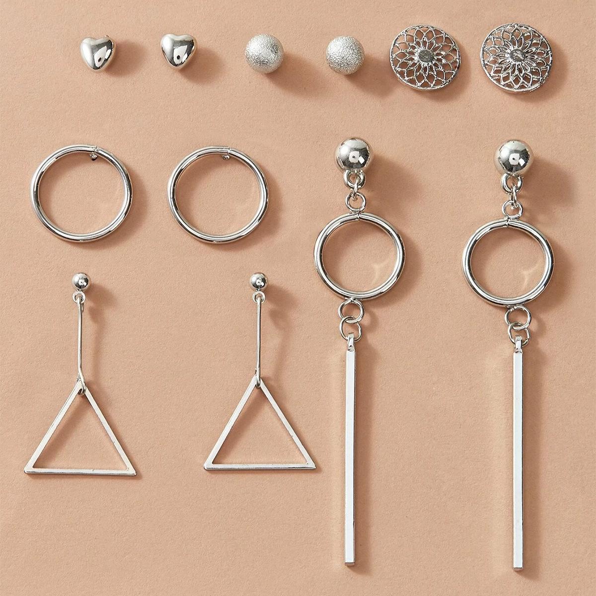 Earrings Creative Hollow Pattern Peach Heart Geometric Shape Fringed Stud Earrings Set 6 Pairs Of Earrings
Earrings Creative Hollow Pattern Peach Heart Geometric Shape Fringed Stud Earrings Set 6 Pairs Of Earrings