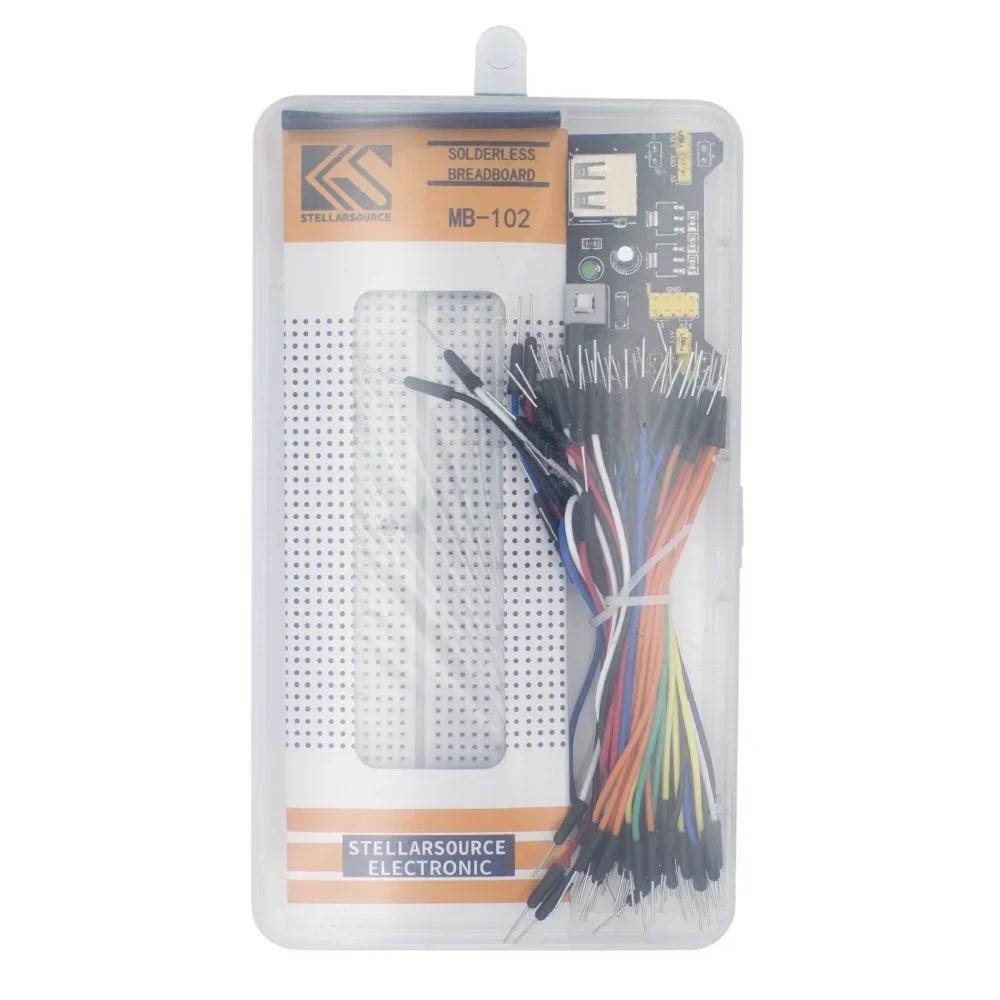3.3V/5V MB102 Breadboard Power module+MB-102 830 Points Solderless Prototype Bread Board kit +65 Flexible jumper Wires
3.3V/5V MB102 Breadboard Power module+MB-102 830 Points Solderless Prototype Bread Board kit +65 Flexible jumper Wires