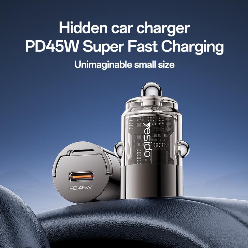YESIDO Y67 PD 45W Type-C Mini Car Charger Fast Charging Adapter for Phones Laptops As Shown A
YESIDO Y67 PD 45W Type-C Mini Car Charger Fast Charging Adapter for Phones Laptops As Shown A