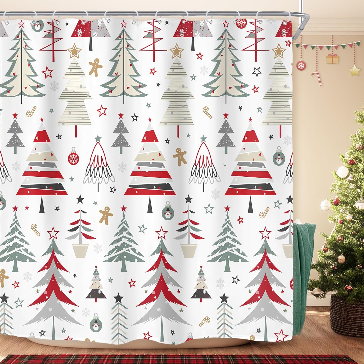 Christmas Shower Curtain For Bathroom Decor New Year Holiday Xmas Winter Gingerbread Colorful Green Red Pine Tree Art Printed W60H190(CM)-1 Pcs
Christmas Shower Curtain For Bathroom Decor New Year Holiday Xmas Winter Gingerbread Colorful Green Red Pine Tree Art Printed W60H190(CM)-1 Pcs