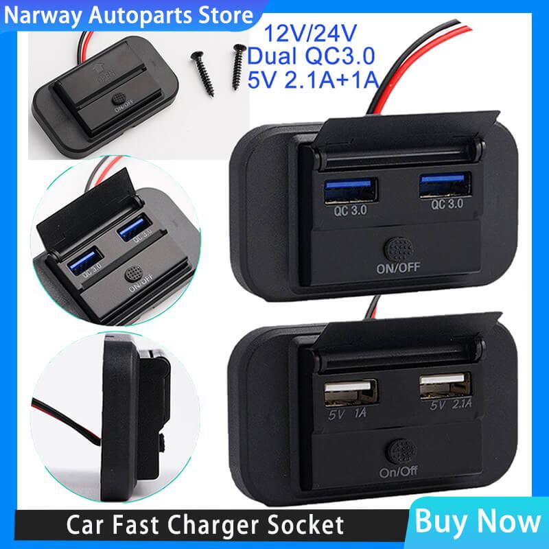 12V/24V Car USB Charger Socket Dual USB Ports Waterproof Dustproof Fast Charge Power Adapter For Most Cars Motorcycles Boats RV
12V/24V Car USB Charger Socket Dual USB Ports Waterproof Dustproof Fast Charge Power Adapter For Most Cars Motorcycles Boats RV
