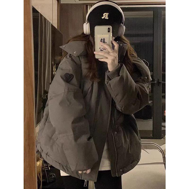 2024 Gray Cotton-Padded Jacket for Girls - Autumn/Winter Style for Middle/High School Students L 
2024 Gray Cotton-Padded Jacket for Girls - Autumn/Winter Style for Middle/High School Students L