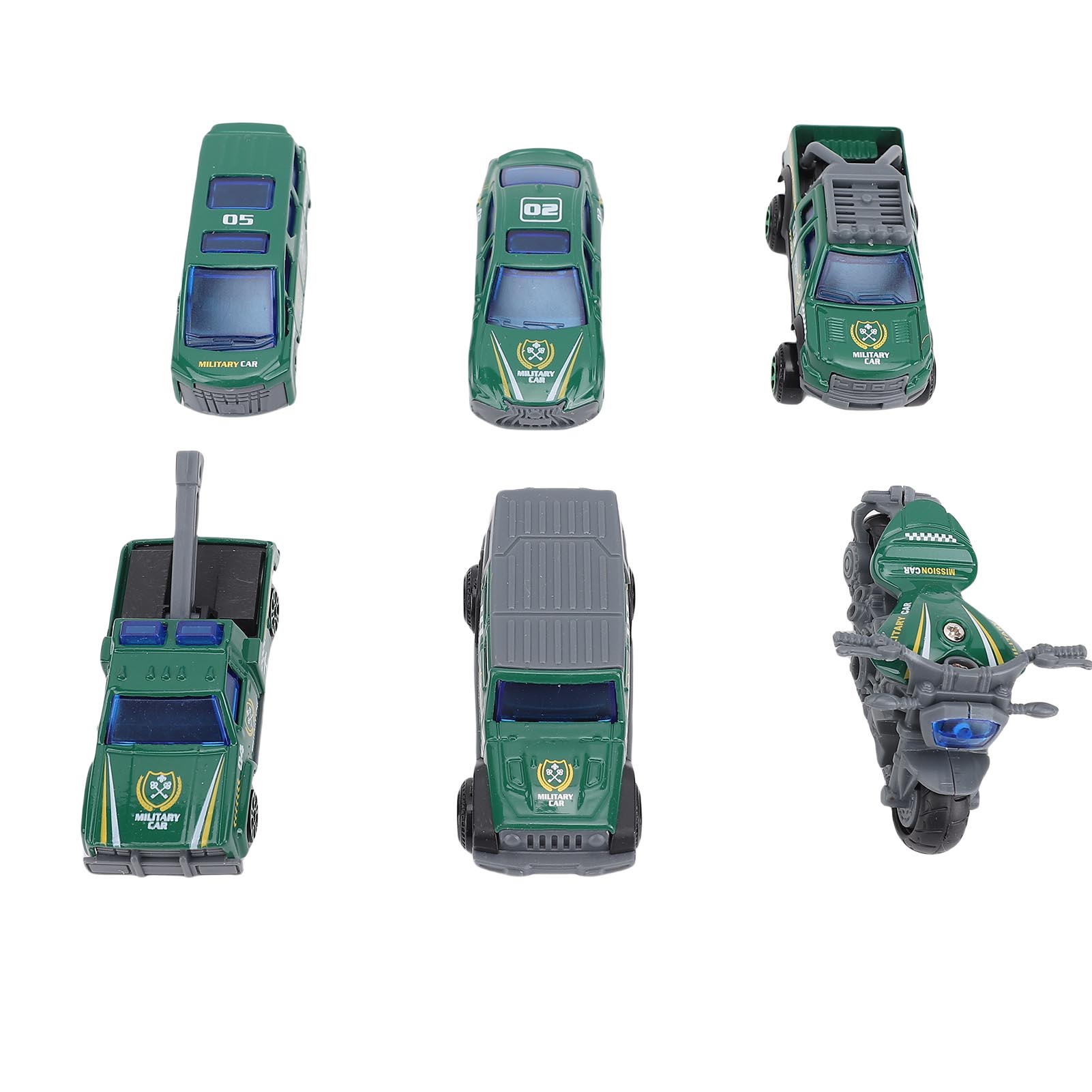 6 шт. 1:64 Металлические игрушечные машинки Реалистичный сплав Развивающий ролевой набор транспортных средств для детей Military Team
6 шт. 1:64 Металлические игрушечные машинки Реалистичный сплав Развивающий ролевой набор транспортных средств для детей Military Team