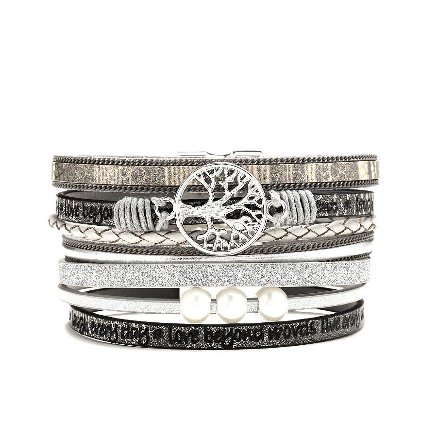 Трансграничный европейский и американский модный многослойный магнитный браслет «Древо жизни» с ПУ-принтом букв
Трансграничный европейский и американский модный многослойный магнитный браслет «Древо жизни» с ПУ-принтом букв