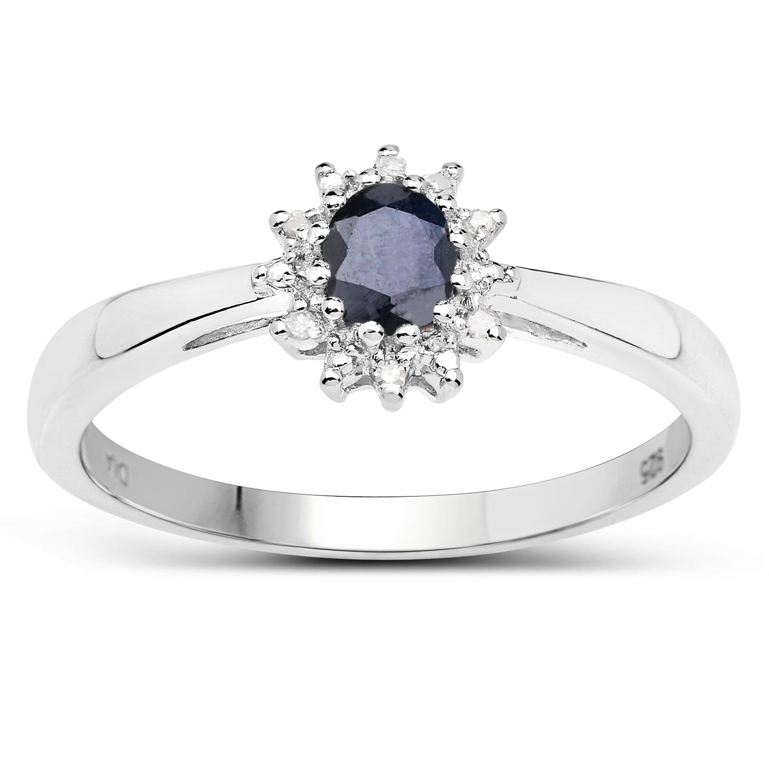 925 Sterling Silver Rhodium Ring Black Sapphire Oval 5x4mm with White Diamond Accent Elegant Women Jewelry 10 срібний
925 Sterling Silver Rhodium Ring Black Sapphire Oval 5x4mm with White Diamond Accent Elegant Women Jewelry 10 срібний