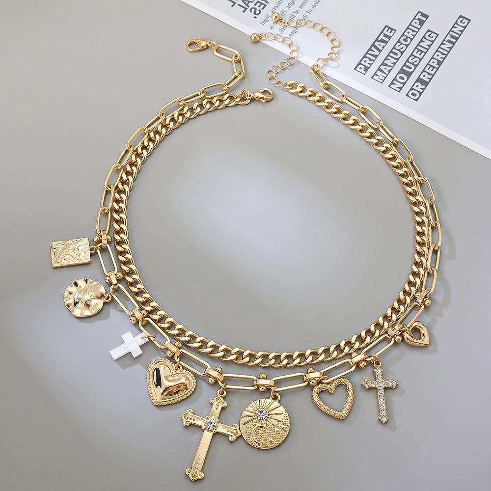 Kuwai Double Layer Cross Heart Pendant Necklace - Light Luxury Fashion Choker
Kuwai Double Layer Cross Heart Pendant Necklace - Light Luxury Fashion Choker