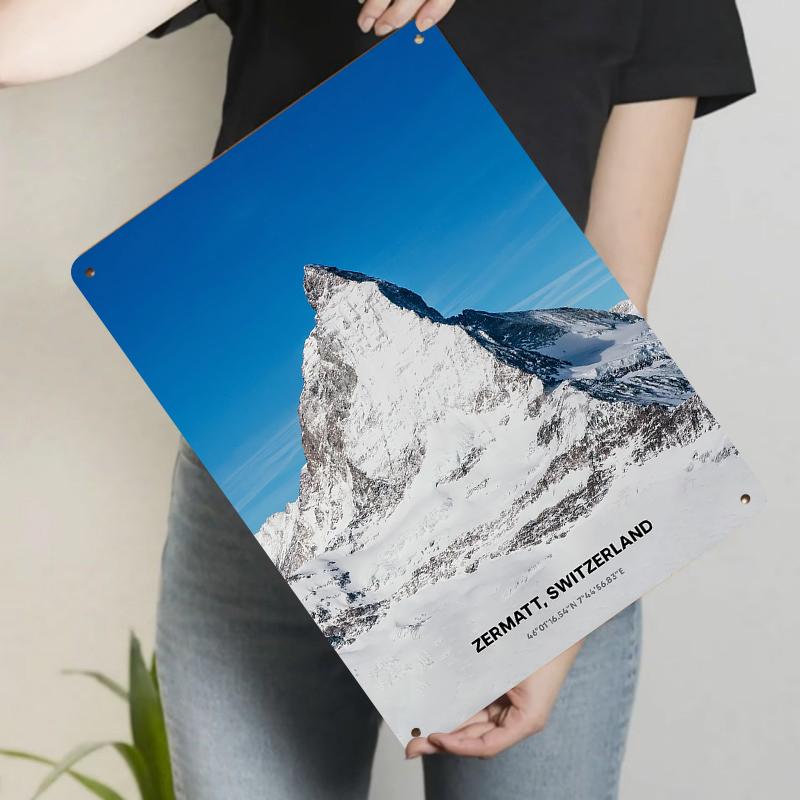 Swiss Matterhorn Snow Mountain Landscape Metal Tin Sign Home Wall Decor Living Room Art Hanging Ornament 20x30cm(7.8x11.8inch)
Swiss Matterhorn Snow Mountain Landscape Metal Tin Sign Home Wall Decor Living Room Art Hanging Ornament 20x30cm(7.8x11.8inch)