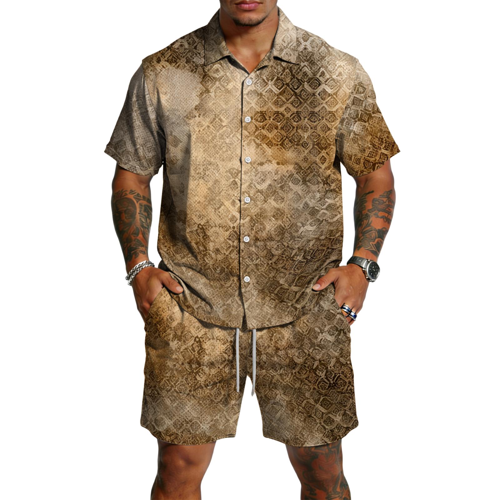 Men s Casual Short Sleeve Button Down Shirt and Drawstring Shorts Set Lightweight Breathable Fabric Textured Print Summer Outfit M хаки
Men s Casual Short Sleeve Button Down Shirt and Drawstring Shorts Set Lightweight Breathable Fabric Textured Print Summer Outfit M хаки