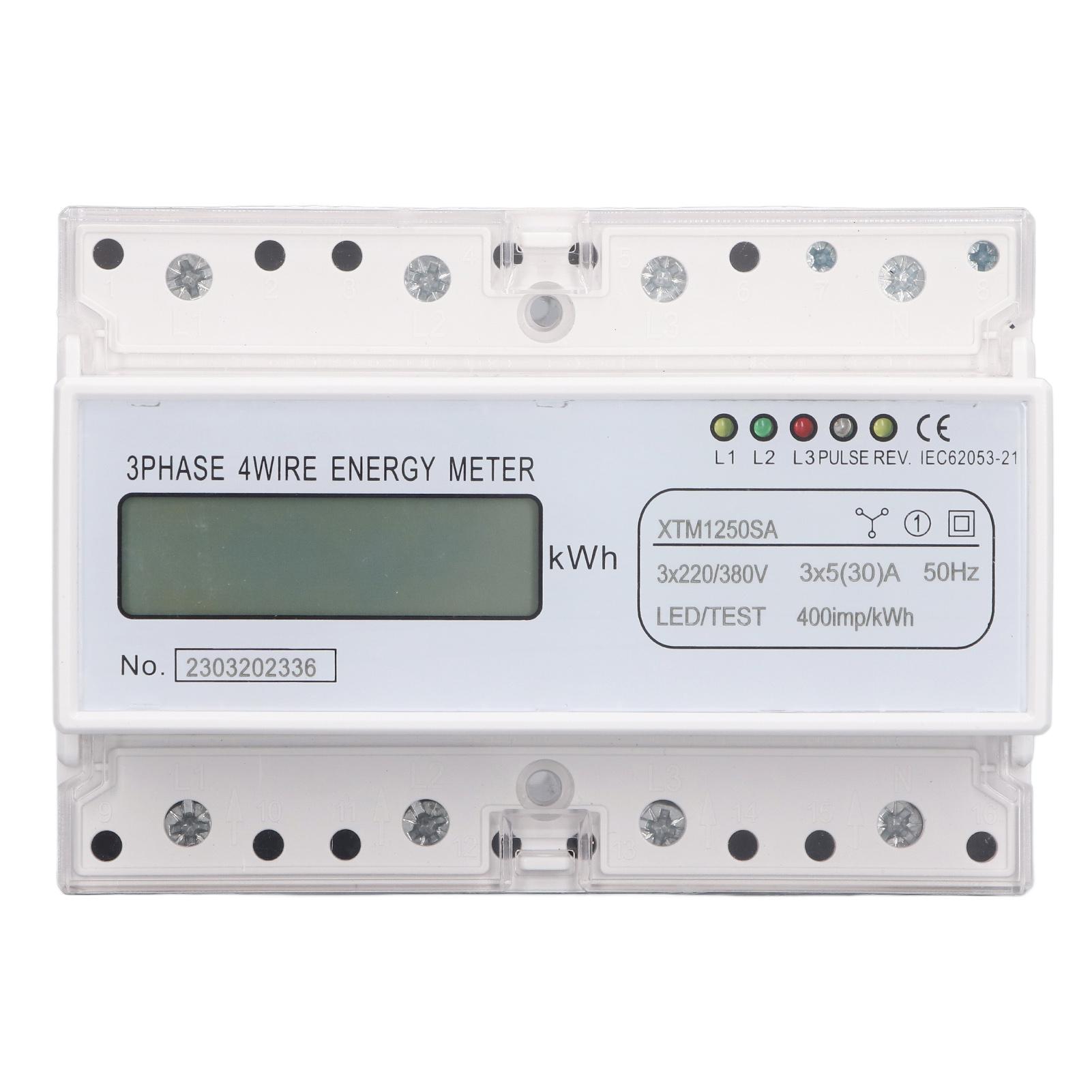 7 Digit LCD Electric Energy Meter 35mm DIN Rail Mounting 3 Phase 4 Wire Electricity Usage Monitor
7 Digit LCD Electric Energy Meter 35mm DIN Rail Mounting 3 Phase 4 Wire Electricity Usage Monitor