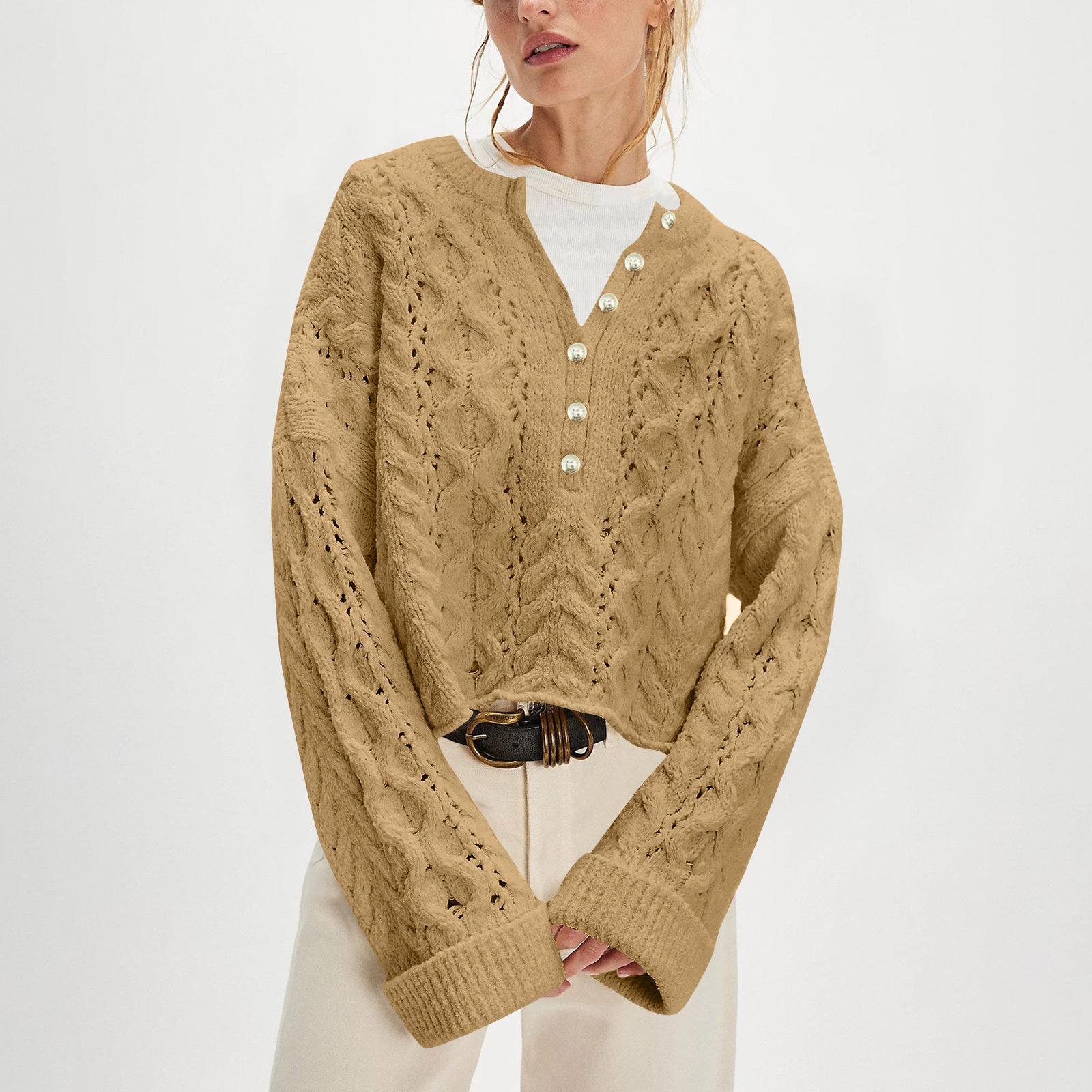 Women s Loose Color Button Cable Knit Pullover Sweater XL хакі
Women s Loose Color Button Cable Knit Pullover Sweater XL хакі