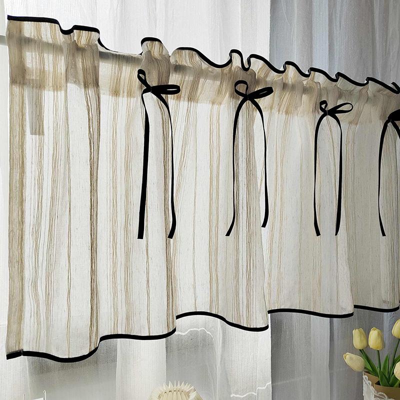 1PC Retro Striped Imitation Linen Sheer Cafe Curtain with Bows Decor For Kitchen Living Room Farmhouse Home Decor W80 x H40cm&Rod Pocket&1 panel
1PC Retro Striped Imitation Linen Sheer Cafe Curtain with Bows Decor For Kitchen Living Room Farmhouse Home Decor W80 x H40cm&Rod Pocket&1 panel