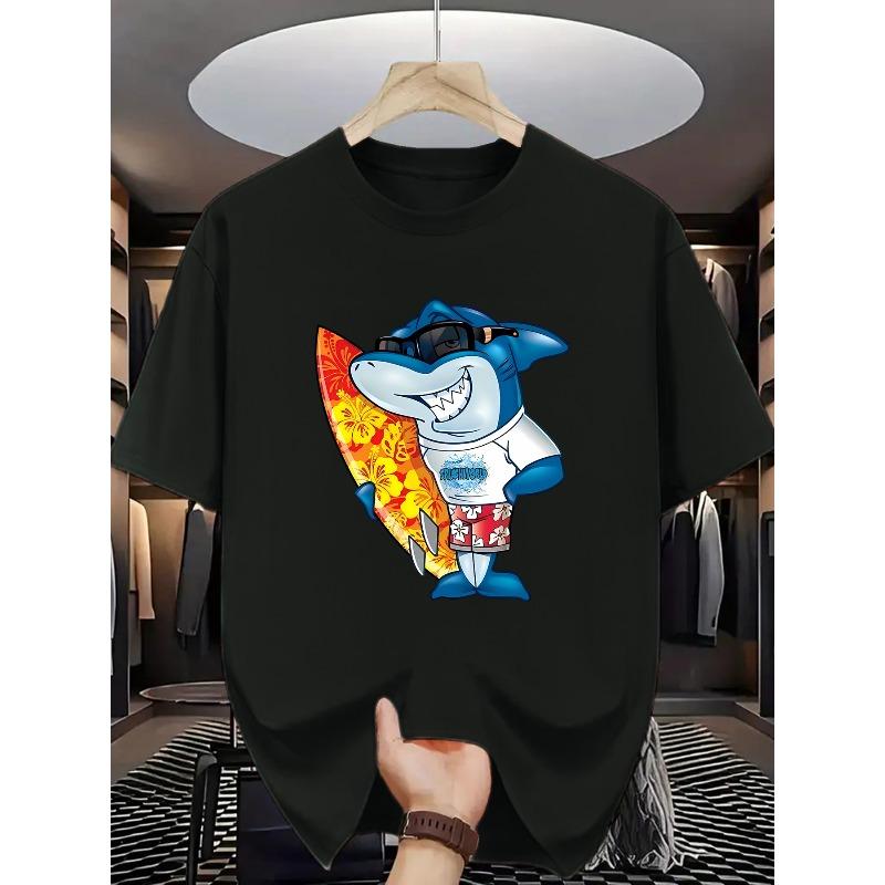 Men Funny Surfing Shark T-Shirt - Cartoon Shark in Fashion Glasses & Floral Shorts Holding Tropical Surfboard Print, Short Sleeve Summer Beachwear 4XL
Men Funny Surfing Shark T-Shirt - Cartoon Shark in Fashion Glasses & Floral Shorts Holding Tropical Surfboard Print, Short Sleeve Summer Beachwear 4XL