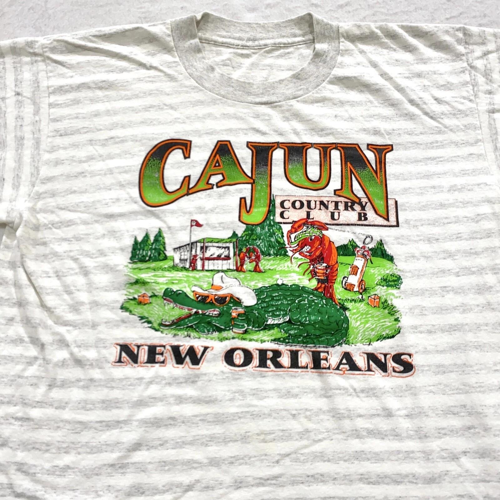 vtg 90s CAJUN COUNTRY CLUB NEW ORLEANS STRIPED T-Shirt SMALL soft lobster gator XL
vtg 90s CAJUN COUNTRY CLUB NEW ORLEANS STRIPED T-Shirt SMALL soft lobster gator XL