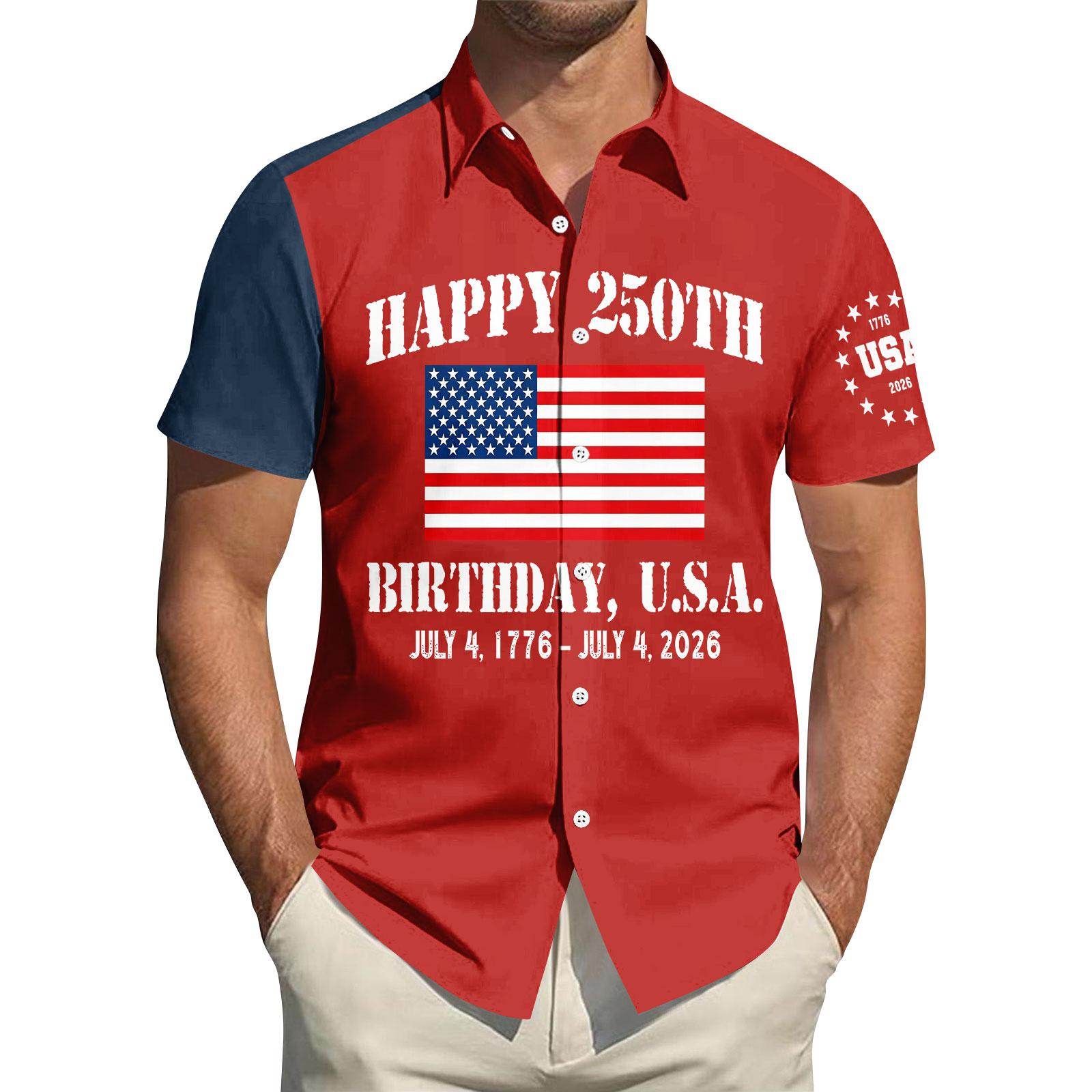 Short Sleeve Button Down Shirt with Printed USA Flag and 250th Anniversary Lettering Casual Fit Collared Top for Men XXXXXL червоний
Short Sleeve Button Down Shirt with Printed USA Flag and 250th Anniversary Lettering Casual Fit Collared Top for Men XXXXXL червоний