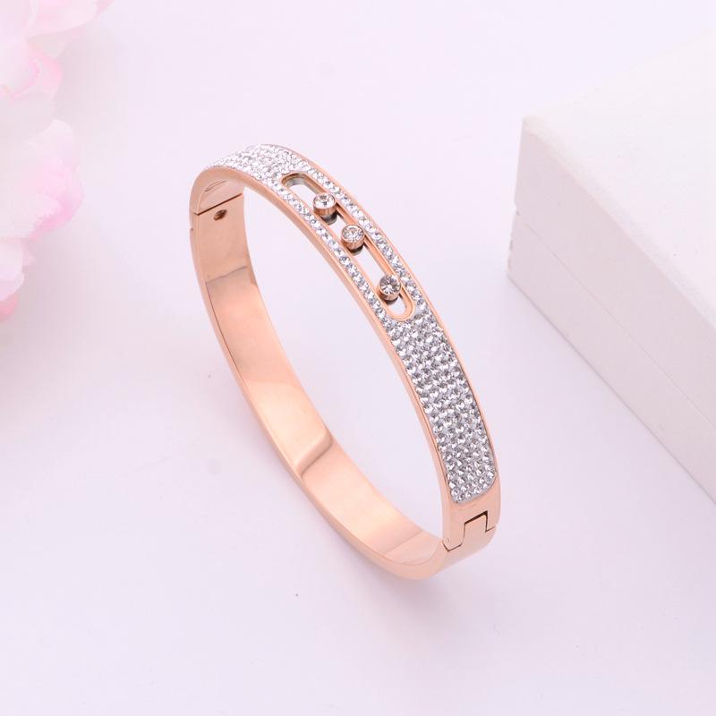 Rose Gold Titanium Steel Bracelet with Movable Diamonds - Versatile Women s Fashion Accessory розового золота
Rose Gold Titanium Steel Bracelet with Movable Diamonds - Versatile Women s Fashion Accessory розового золота
