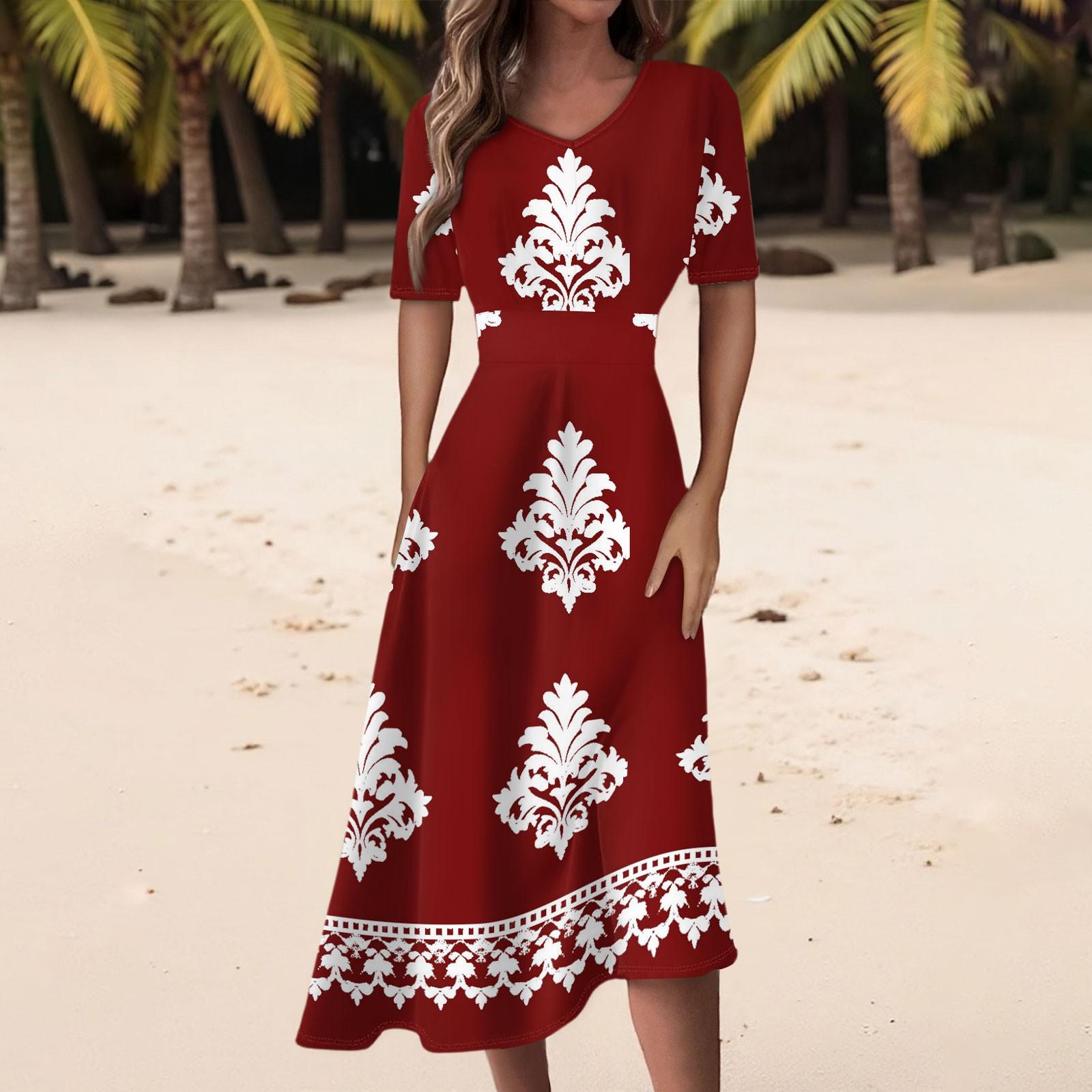Women s Casual Fashion Retro Printed V-neck Short-sleeved Waist-length Dress XL винний
Women s Casual Fashion Retro Printed V-neck Short-sleeved Waist-length Dress XL винний