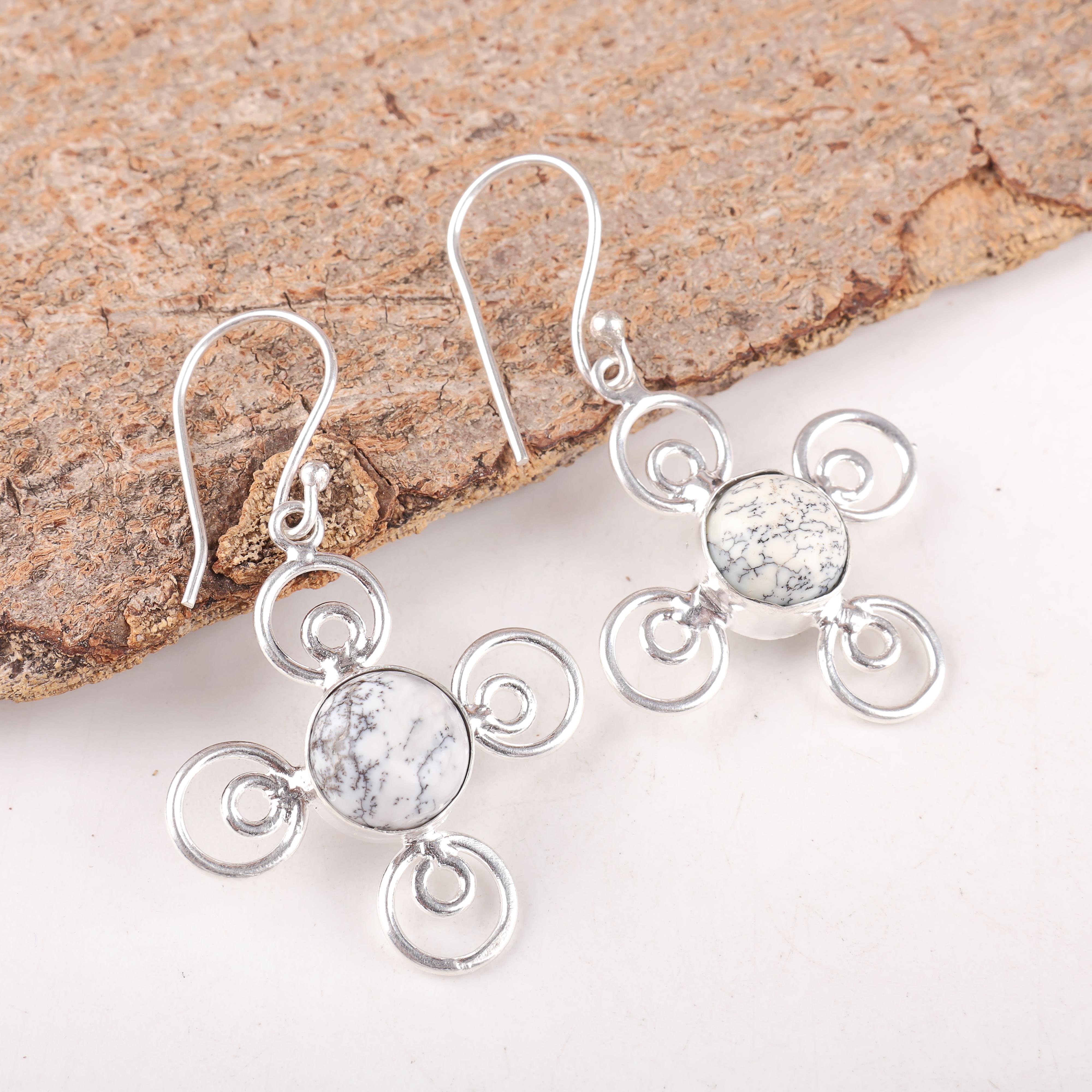 Dendritic Opal Earrings, 925 Solid Sterling Silver Gemstone Jewelry, Handmade Earrings, For Thanksgiving 1.74 Inches білий
Dendritic Opal Earrings, 925 Solid Sterling Silver Gemstone Jewelry, Handmade Earrings, For Thanksgiving 1.74 Inches білий